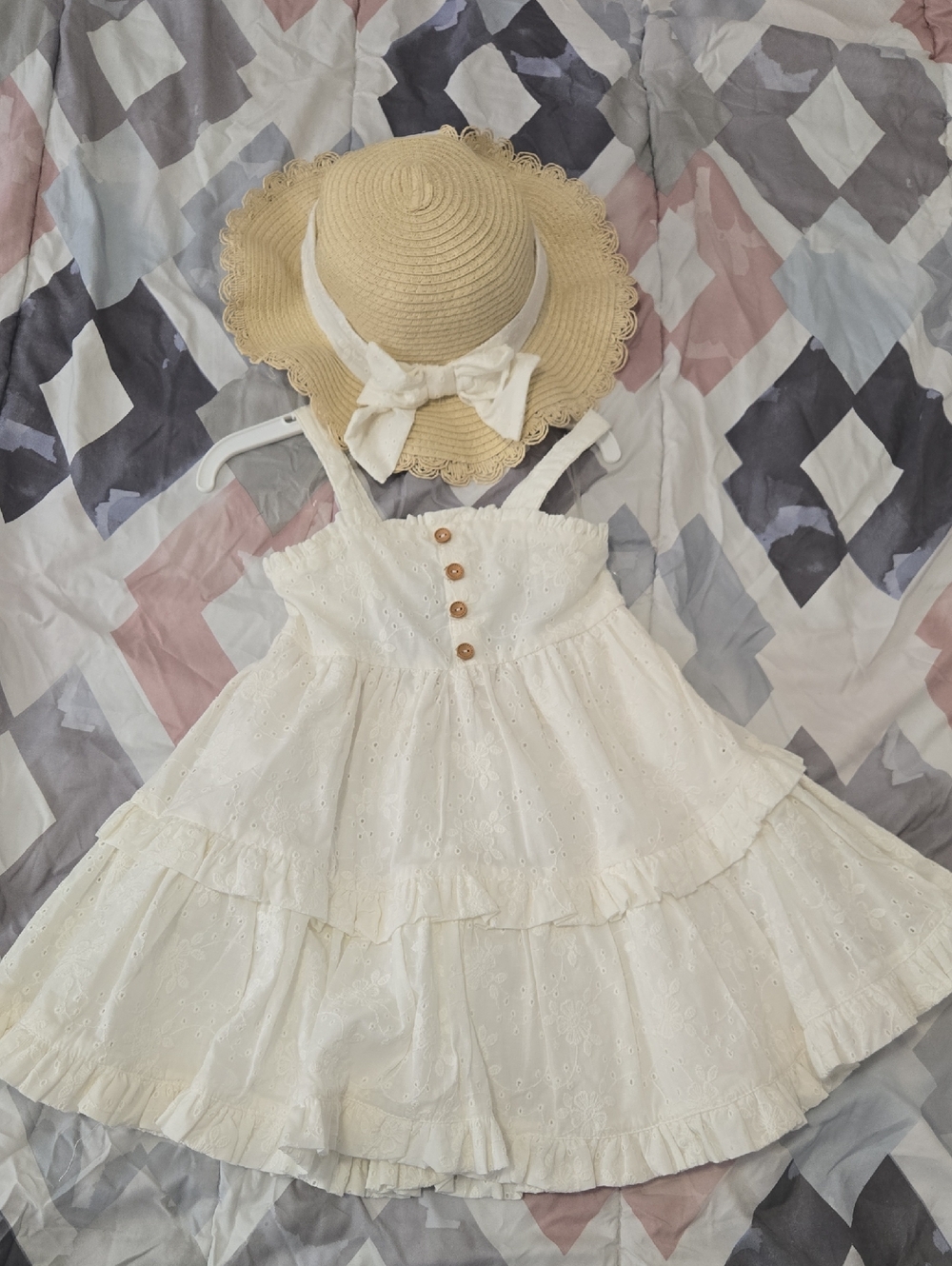 Tahari White Eyelet Tiered Sundress for Girls
